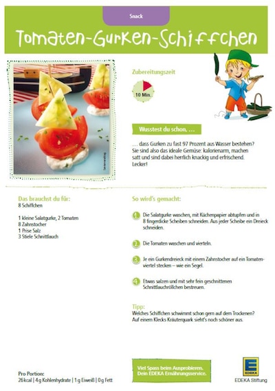 EDEKA Stiftung – Rezepte zum Download: Tomaten-Gurken-Schiffchen
